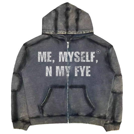 (NEW) ME MYSELF N MY FYE ACID GREY ZIP-UP