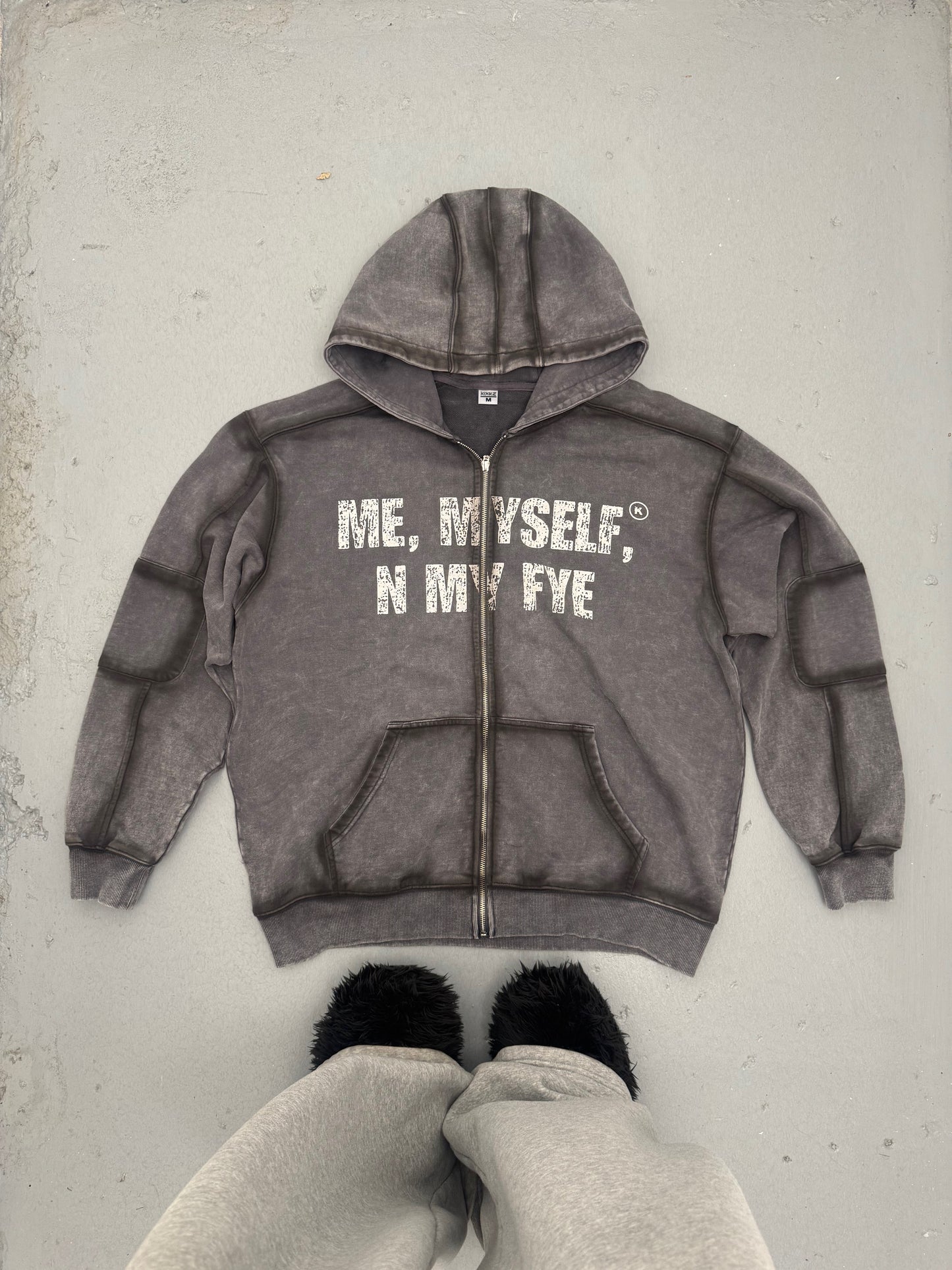 (NEW) ME MYSELF N MY FYE ACID GREY ZIP-UP